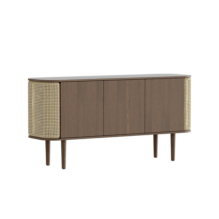 UMAGE TREASURES 3-door chest of drawers, dark oak, Viennese wickerwork