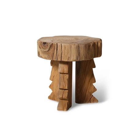 Stołek HKLIVING CARVED naturalny