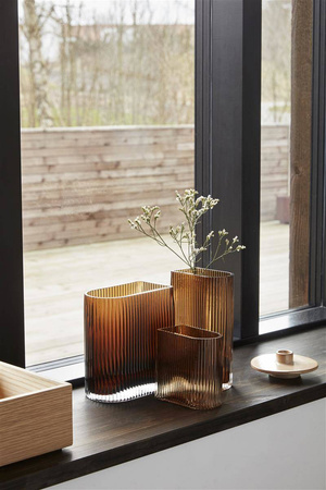 Set of 3 HÜBSCH AMBER yellow vases