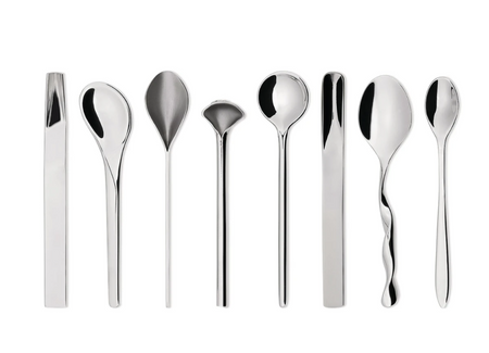 Set of 8 Il Caffe/te ALESSI silver coffee spoons