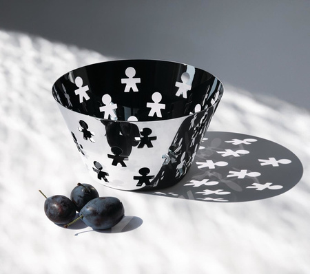 ALESSI Girotondo round basket large silver