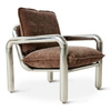 Chrome Lounge Armchair, Velvet Brown