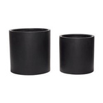 Set of 2 HÜBSCH MODERN ceramic flowerpots black