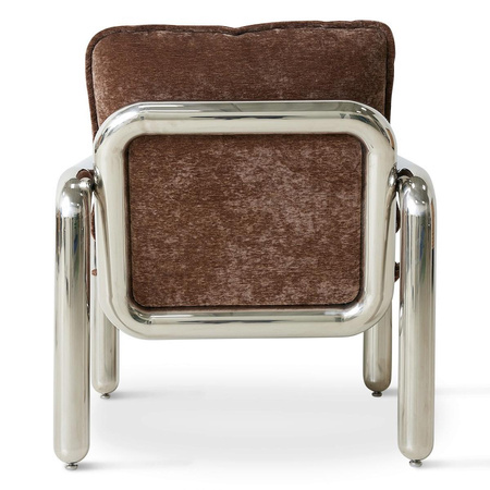 Chrome Lounge Armchair, Velvet Brown