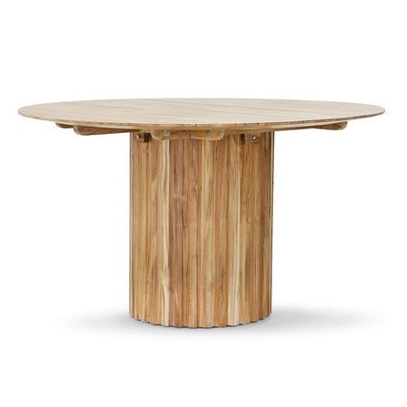 Pillar dining table round teak