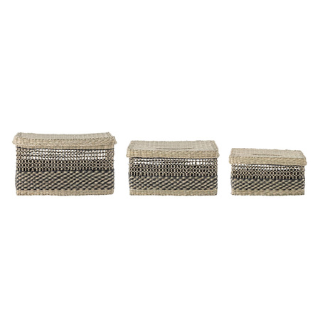 BLOOMINGVILLE SABEL Basket with Lid, Set of 3 Black