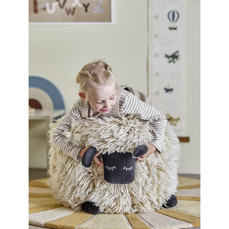 Dolly Pouf, White, Wool