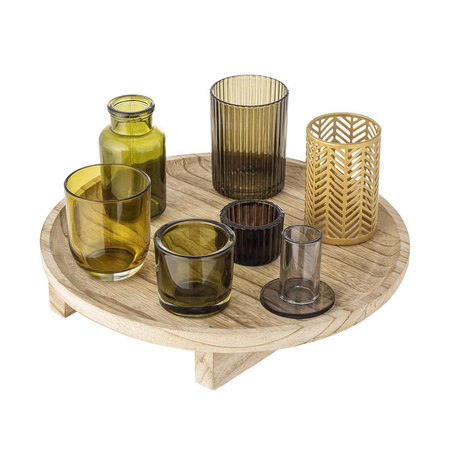 Sanga Tray w/Votive, Nature, Glass