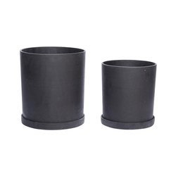 Zestaw 2 ceramicznych doniczek z podstawkami Hübsch PLAIN czarnych