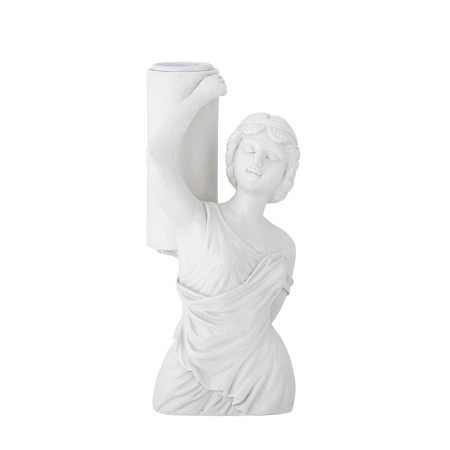 Medea Candle Holder, White, Polyresin