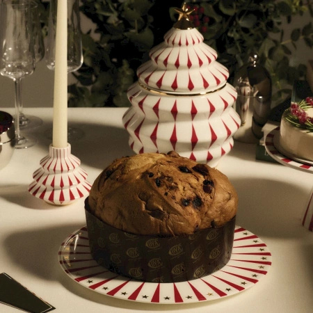 ALESSI Panettone serving plate. Hand-decorated.
