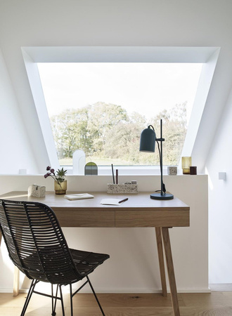 HÜBSCH desk with drawers, oak, 120 cm, natural