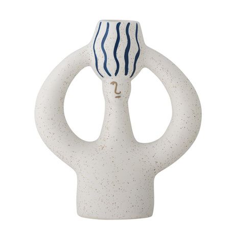 Hatty Candle Holder, Blue, Stoneware