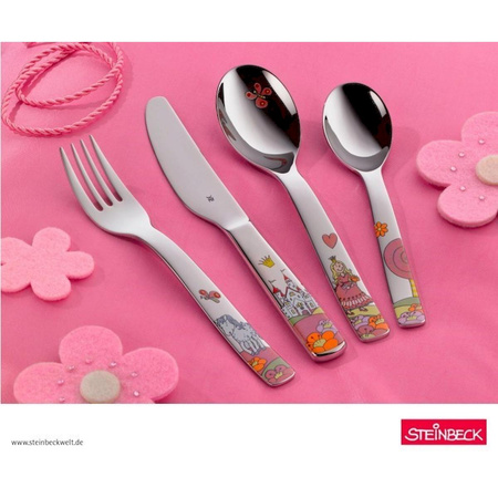 Zestaw sztućców dla dzieci 4 elementy WMF KSIĘŻNICZKA ANNELI srebrny